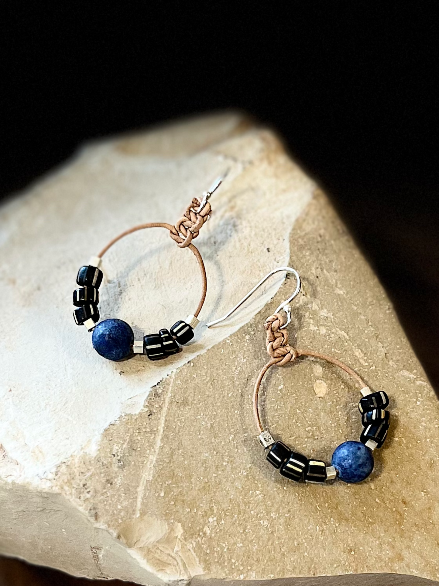 Gooseberry Glass & Lapis Lazuli Earrings