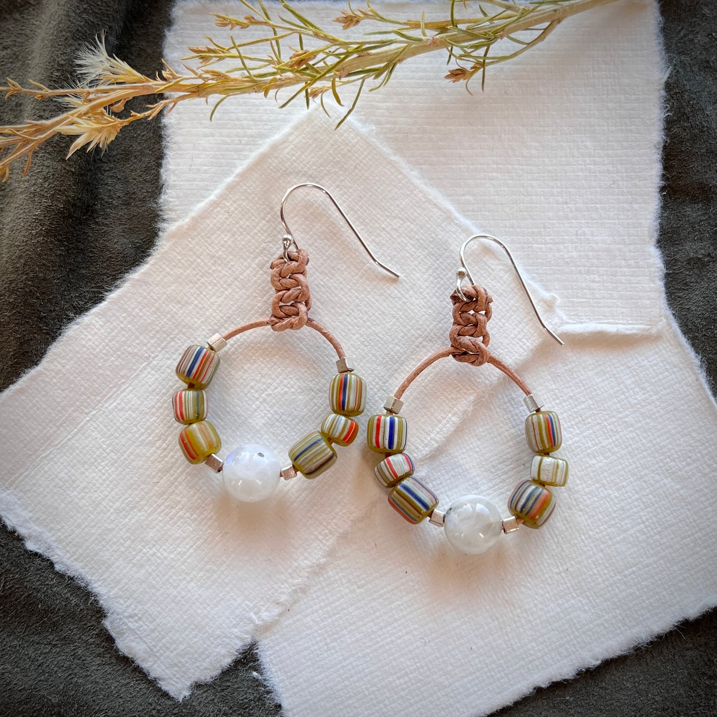 Gooseberry Glass & Moonstone Earrings