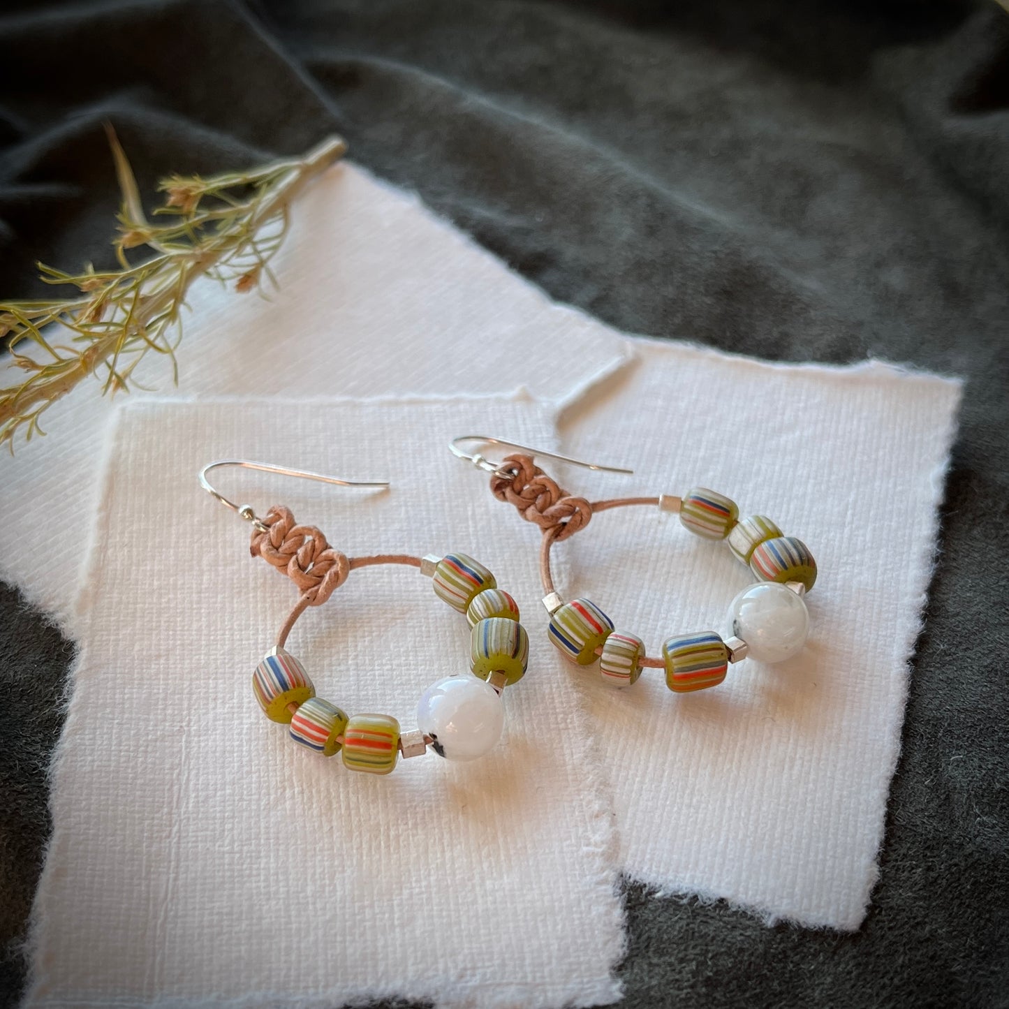 Gooseberry Glass & Moonstone Earrings