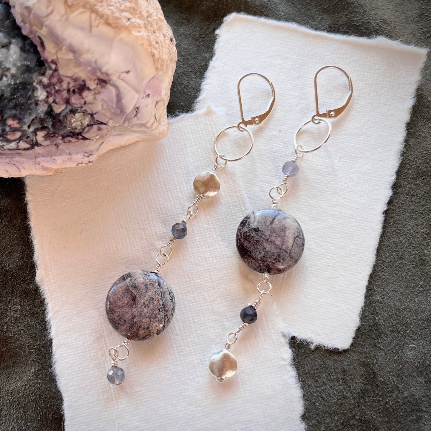Tiffany Stone & Iolite Asymmetrical Earrings