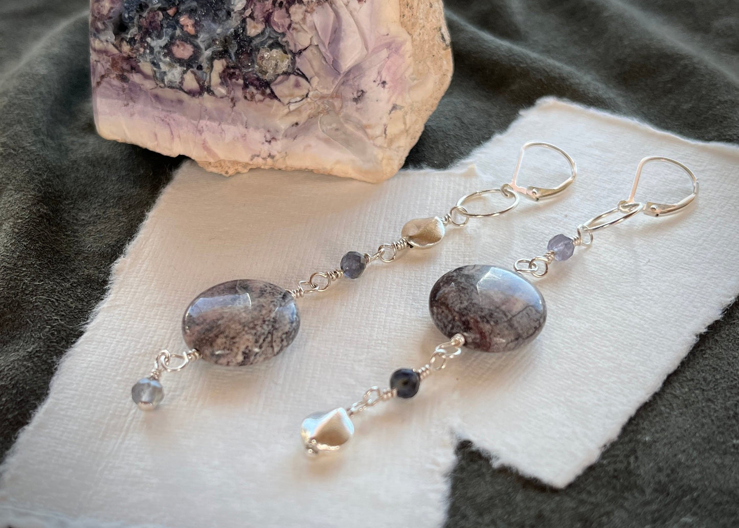 Tiffany Stone & Iolite Asymmetrical Earrings