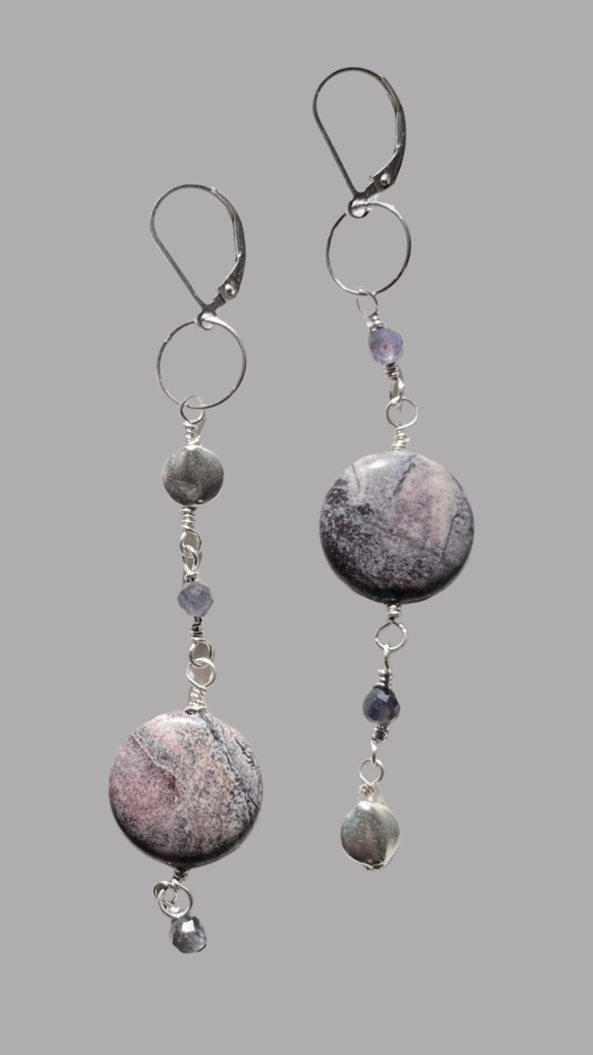 Tiffany Stone & Iolite Asymmetrical Earrings