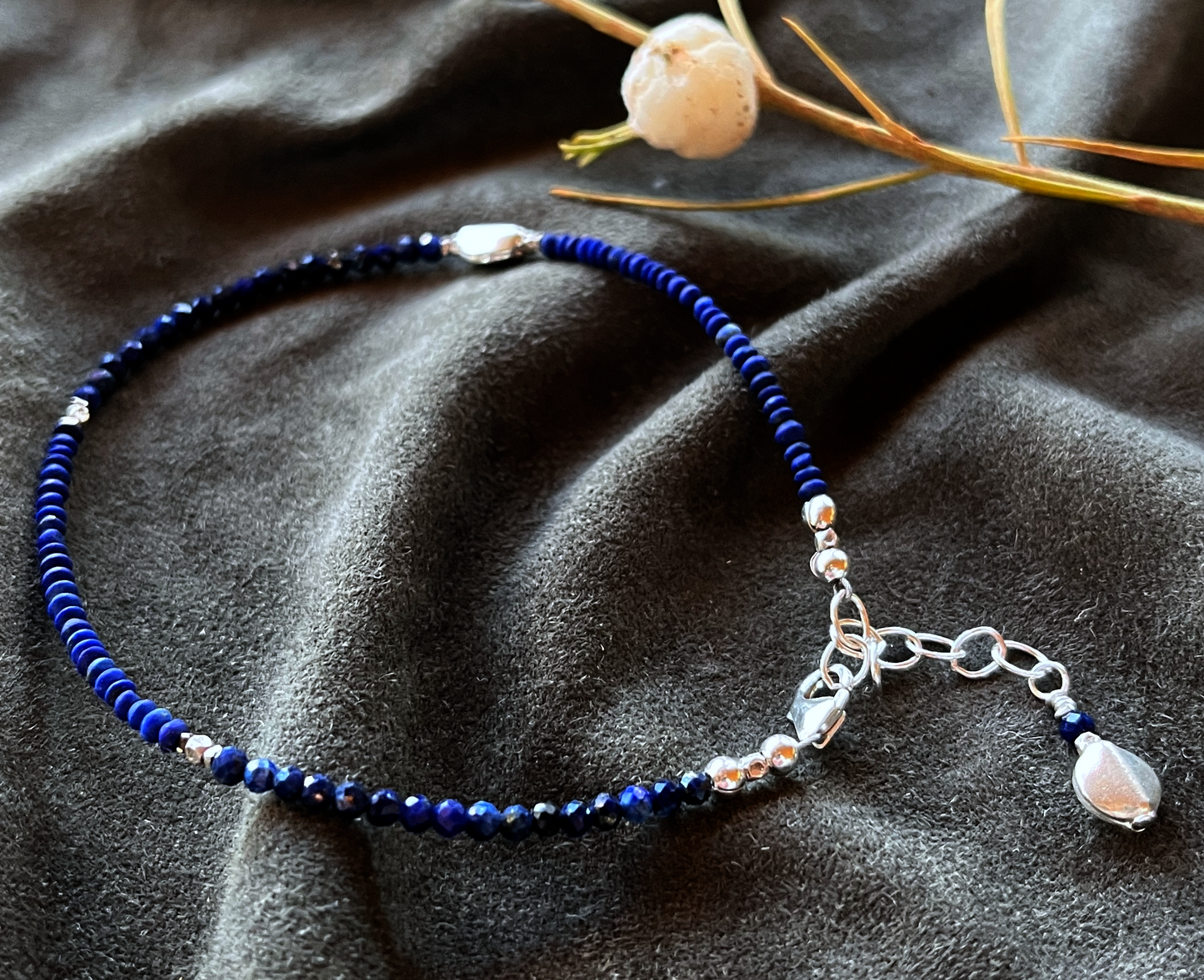 Lapis Lazuli Bracelet with Thai Silver Charms