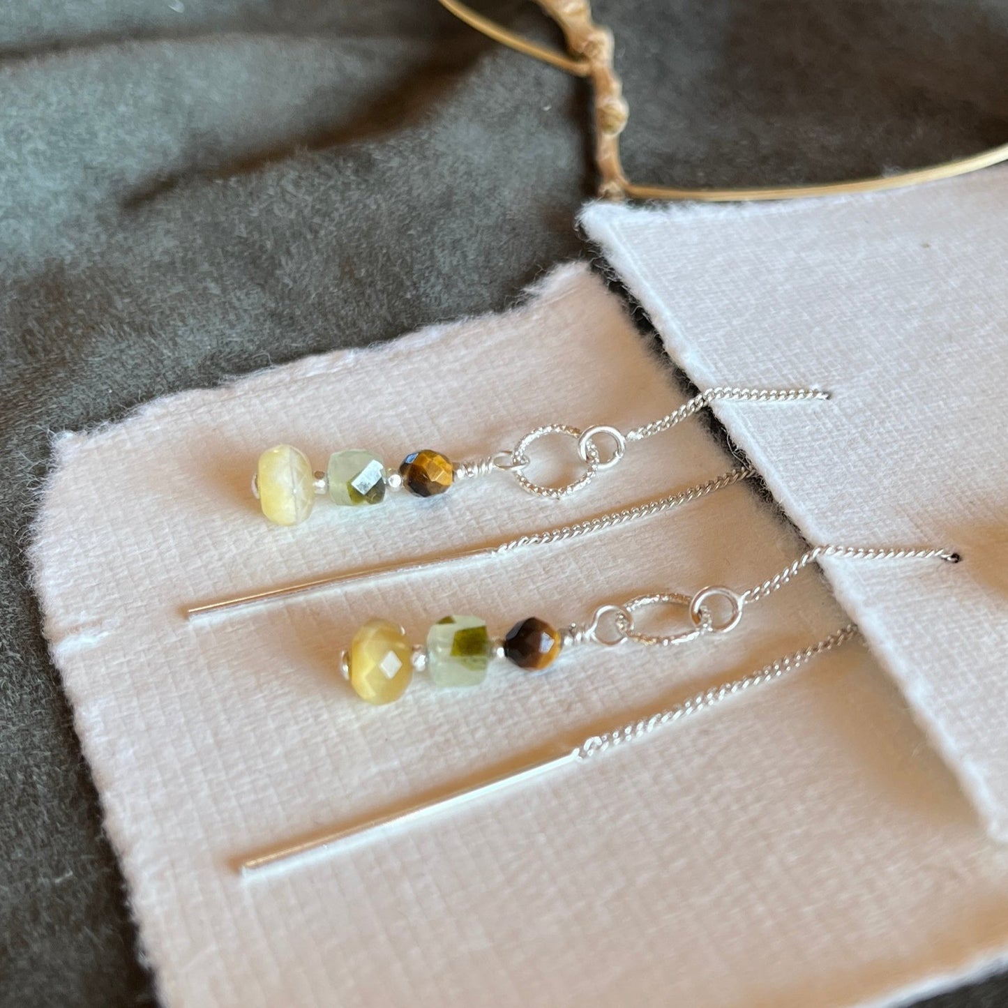 Tiger Eye & Prehnite Earrings