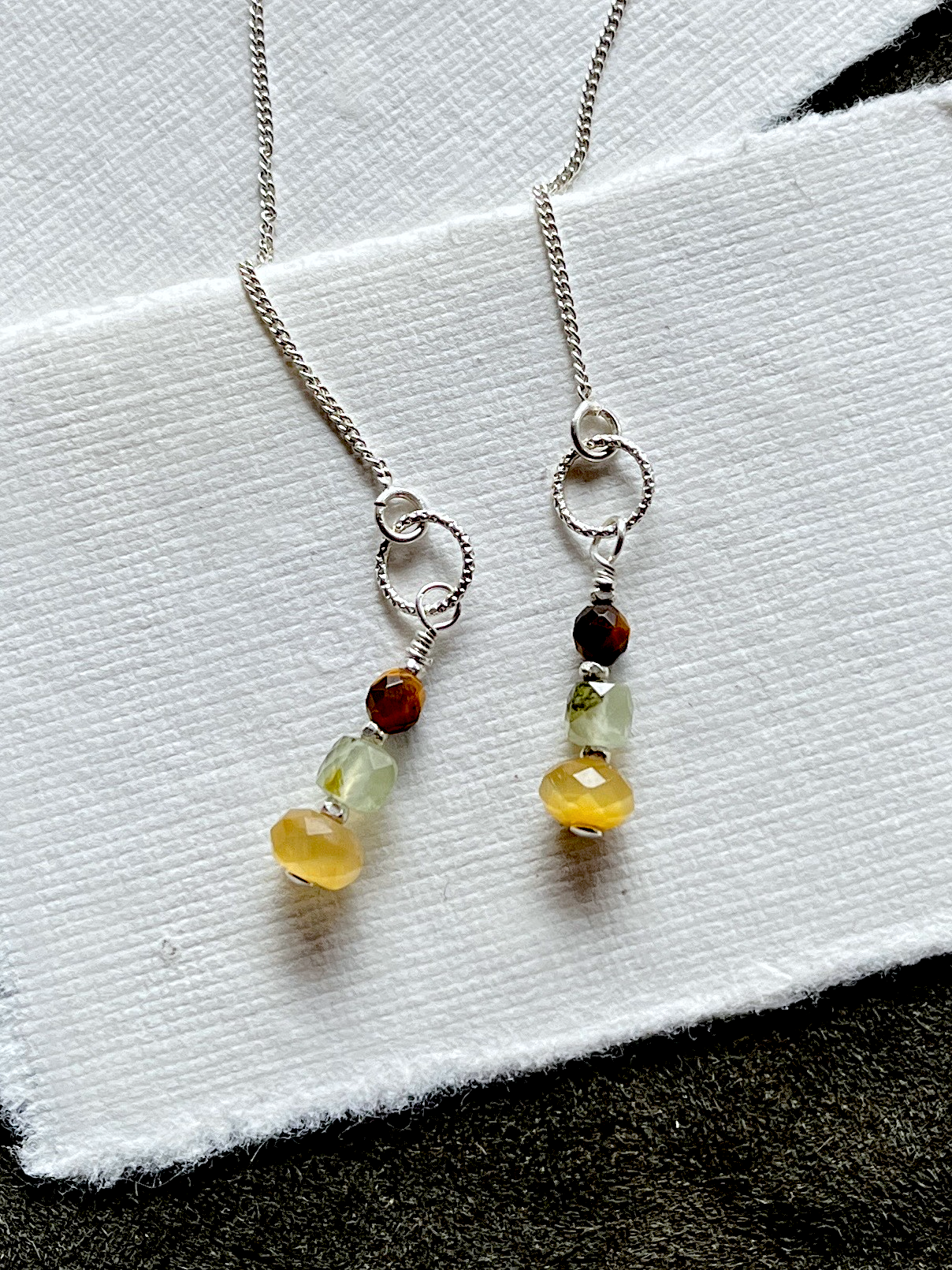 Tiger Eye & Prehnite Earrings